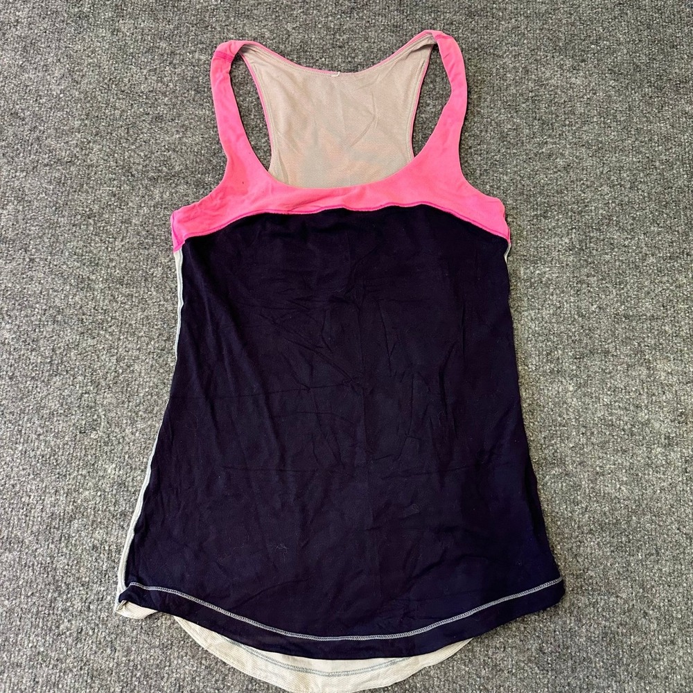 Lululemon Tank Top Womens Size 4 Navy Pink Grey Colorblock Mesh Back Athletic